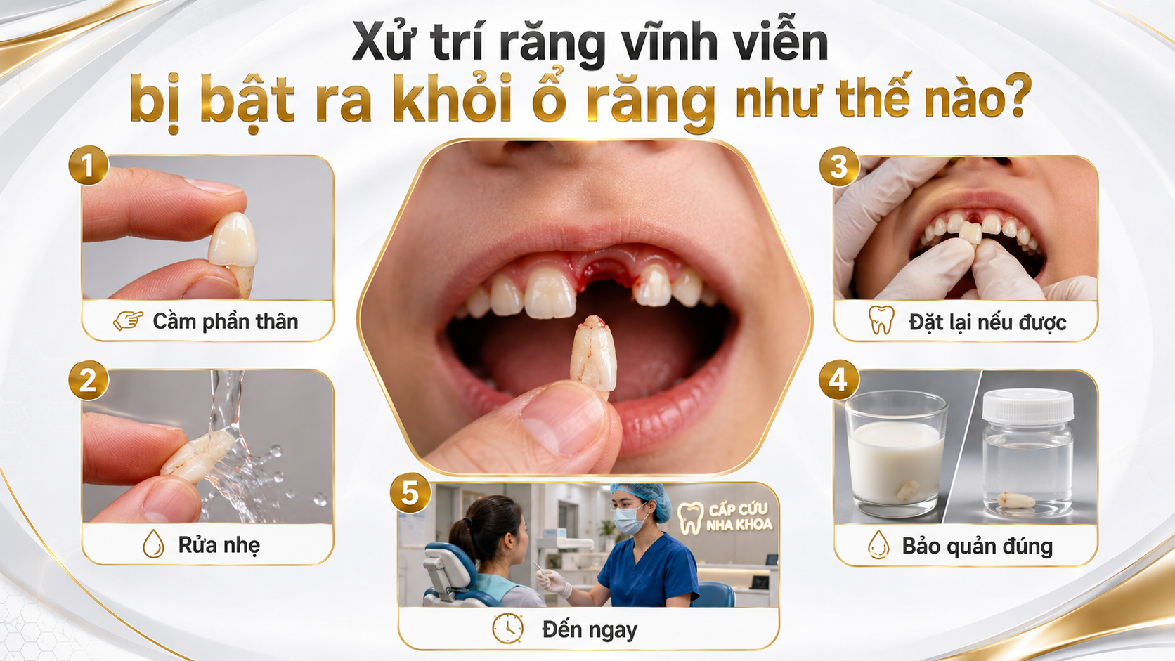 Răng vĩnh viễn bật khỏi ổ: cần làm gì ngay?